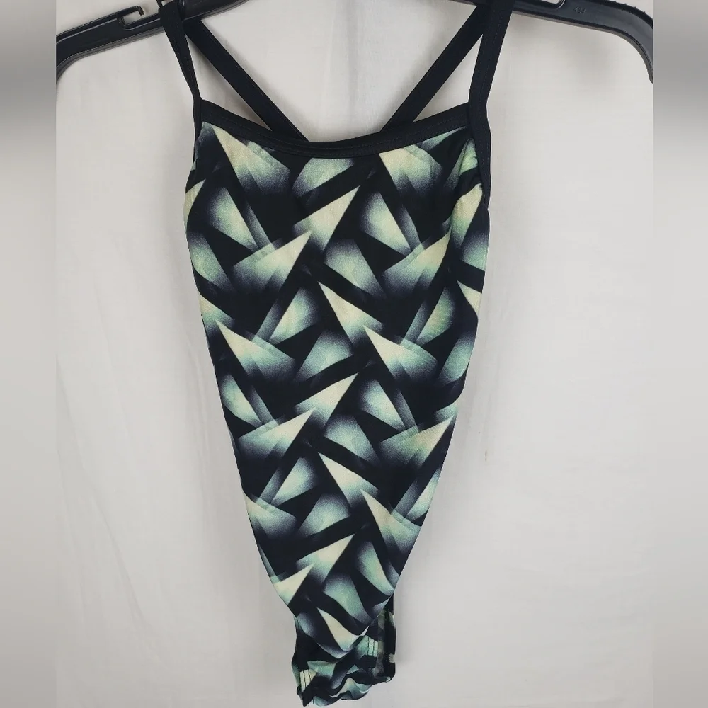 Speedo Black and Yellow One Piece Cross Straps Sz 8